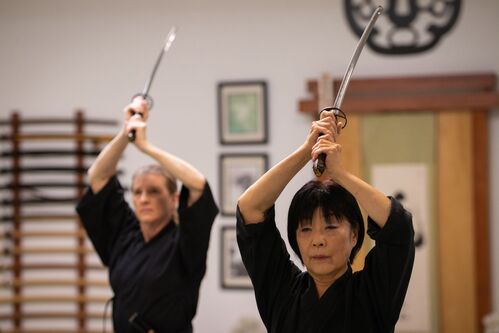 Women practicing iaido in Ann Arbor