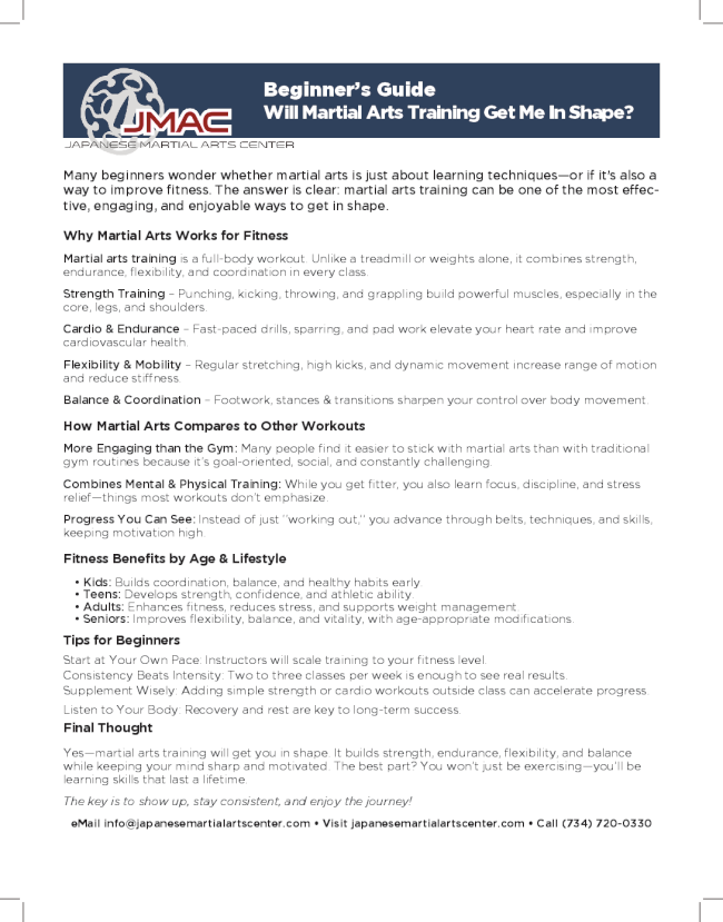 Beginner's Guide: Will Martial Arts Training Get Me In Shape?  Beginner's Guide: Will Martial Arts Training Get Me In Shape?