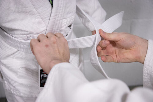 Kids practicing judo at Japanese Martial Arts Center in Ann Arbor