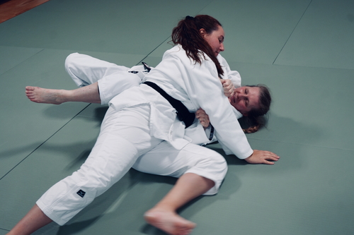 Two JMAC students practicing BJJ in Ann Arbor 